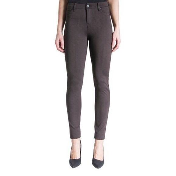Liverpool Madonna Legging Dark Chocolate Brown Mini Stripe Pull On Pant Size‎ 10 - Picture 2 of 11